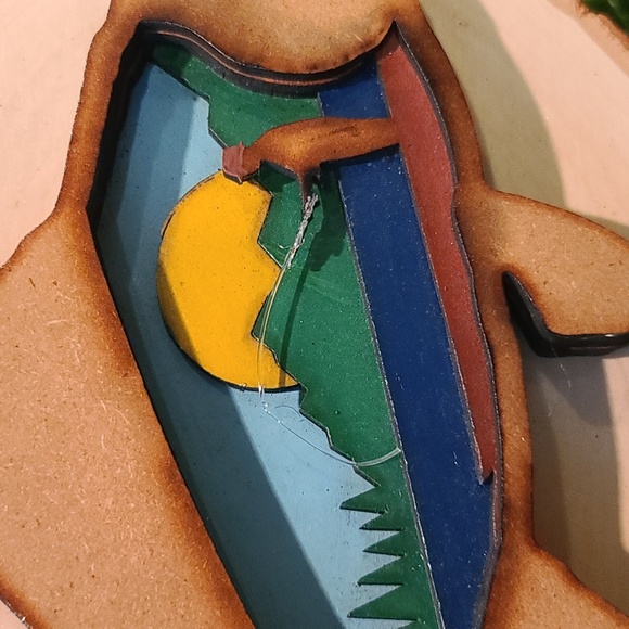 GONE FISHING SCENE - 5 layer laser cut mdf wood, painted, mounted on plaque NWT - Picture 2 of 5